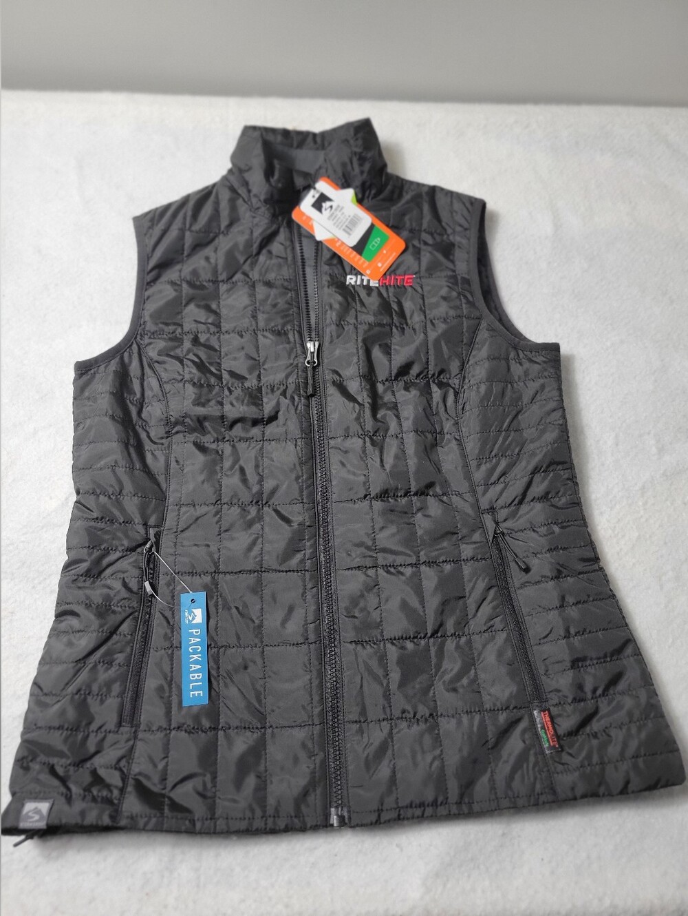 NWT Storm Creek Traveler Vest Small Black Eco Packable Thermolite Puffer Ri